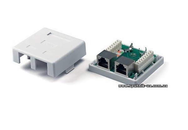 Розетка комп'ютерна для кручений пари (LPS-214) 2-порт. RJ-45, кат.5e FTP / SFTP